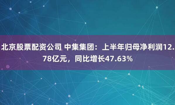 北京股票配资公司 中集集团：上半年归母净利润12.78亿元，同比增长47.63%